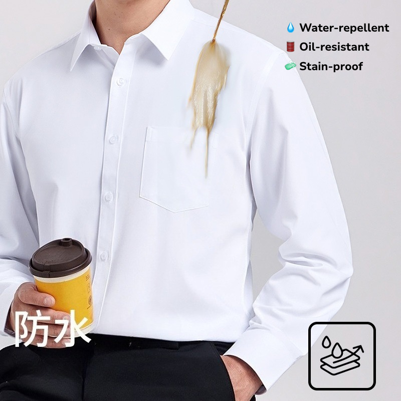 Office Tech For Men - Men’s Waterproof Oil-Resistant Long Sleeve Shirt