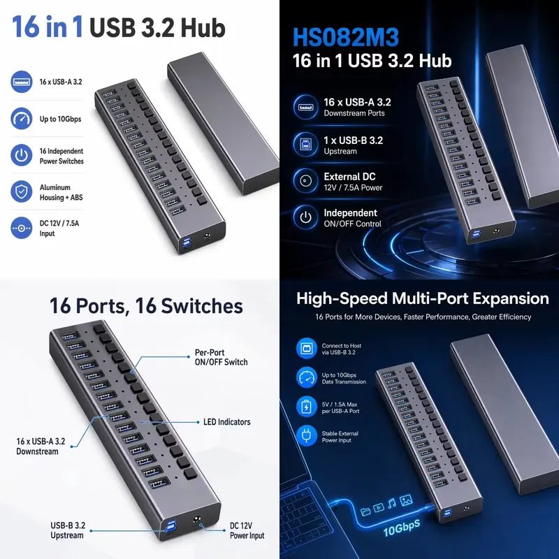 AP01 for 16-Port Powered USB 3 - огляд і ціна Multi Port Usb Hub