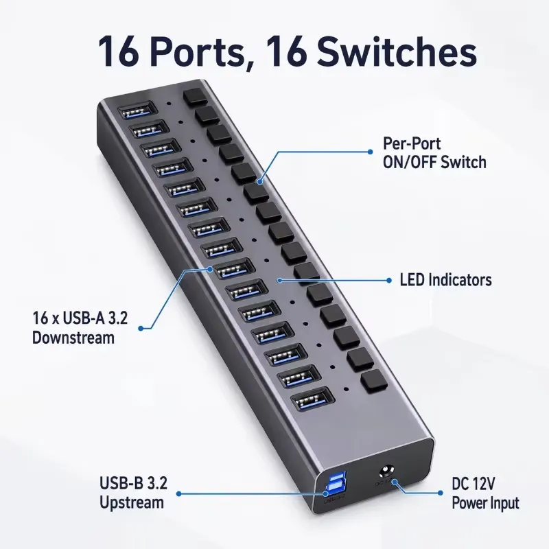 AP01 for 16-Port Powered USB 3 - огляд і ціна Multi Port Usb Hub