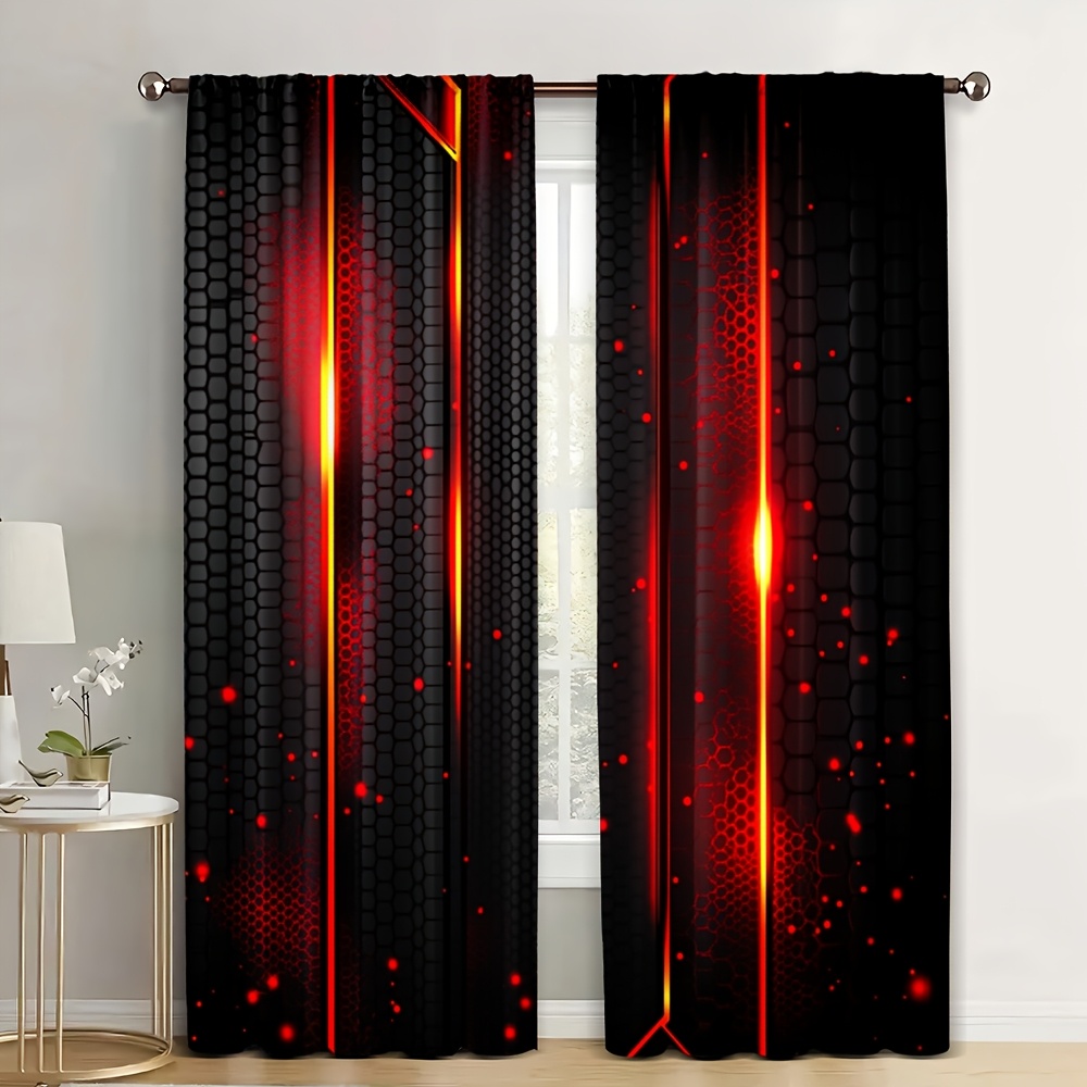 2pcs Lava Curtains Black Red C - огляд і ціна Office Tech For Men