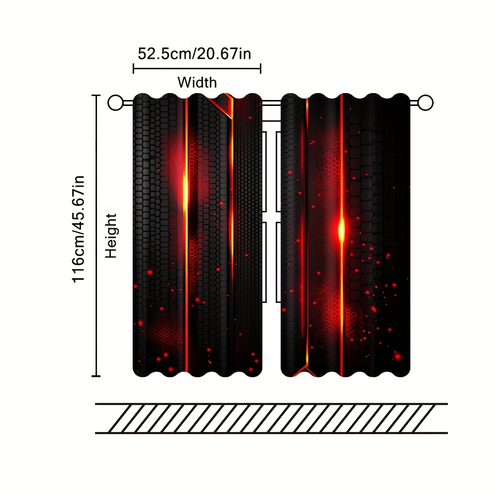 2pcs Lava Curtains Black Red C - огляд і ціна Office Tech For Men